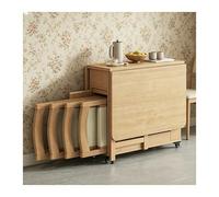 Générique Table À Manger Pliante Et Chaises, Table À Abattant Rétractable en Bois Massif avec Tiroir De Rangement for Salon, Hospitalité, Bureau Portable Extensible Robuste Et Facile À Installer