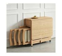 Générique Table À Manger Pliante Et Chaises, Table À Abattant Rétractable en Bois Massif avec Tiroir De Rangement for Salon, Hospitalité, Bureau Portable Extensible Robuste Et Facile À Installer