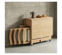 Générique Table À Manger Pliante Et Chaises,Table À Abattant Rétractable en Bois Massif avec Tiroir De Rangement for Salon,Hospitalité,Bureau Portable Extensible Robuste Et Facile À Installer