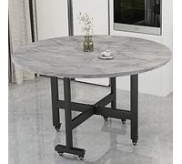 Générique Table à Manger Ronde Pliante, Table à Manger multifonctionnelle Extensible en Bois avec roulettes, idéale pour Les Cuisines et salles à Manger compactes, Appartements(Gray)