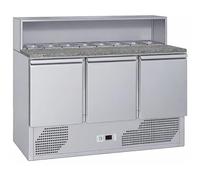 Générique Table à Pizza Réfrigérée 3 Portes avec Saladette - Plan Granit - 402L - +2/+8°C - GN 1/1