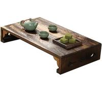 Générique Table Basse Bois Japonaise Tatami, Table de Sol Zen Minimaliste pour Méditation et Thé, Table d’Appoint Basse pour Salon, Chambre, Baie Vitrée, IntérieurBrown,50 * 35 * 11cm