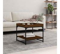 Générique Table Basse Chêne Marron 49,5x49,5x45 cm Bois d'Ingénierie | Cadre Métal Stable, Grand Espace Rangement, Dessus Robuste pour Boissons et Décorations