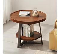 Générique Table Basse de Salon en Bois Table Basse Nesting Lot de 2 Tables Gigognes Bureau, 50x50x60cm 50x50x40cm Tables d'Appoint Rondes Design Industriel, Bois & Metal Noir(B-50x60cm(19.7x23.6in))