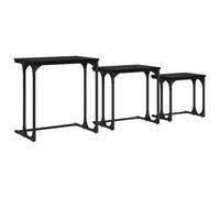 Générique Table Basse Gigogne 3 Pcs Bois d'Ingénierie Chêne Noir | Design Industriel, Cadre Acier Noir, Empilable Gain de Place, Pieds Carrés Stables, Entretien Facile