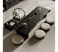 Générique Table Basse Japonaise Vintage en Bois Noir, Table rectangulaire Basse de Style Tatami pour s'asseoir au Sol et méditer, Design à Bords irréguliers, autel Multifonctionnel (160 x 60 x 35 cm)