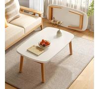 Générique Table Basse Moderne en Bois pour Salon, Table d'appoint Ovale Pliable, Table Centrale Style Tatami Japonaise sans Assemblage (Blanche, 80 cm)