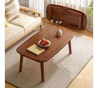 Générique Table Basse Moderne en Bois pour Salon, Table d'appoint Ovale Pliable, Table Centrale Style Tatami Japonais sans Assemblage (Marron, 100 cm)