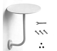 Générique Table Basse Murale, Table De Bar Ronde L-Type Petite Table D'appoint avec Plateau en Métal Forgé, Table À Boissons pour Bar, Bistrot, Pub, Cocktail (Blanc,40cm)