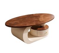 Générique Table Basse Ovale avec Tiroir De Rangement,Table Centrale | Table D'appoint Incurvée Pour Canapé,Table De Bout,Avec Tiroirs,Pour Salon, Appartement, Chambre(100x50x42cm)