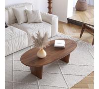 Générique Table Basse Ovale Moderne en Noyer, Style Japonais wabi-sabi, Petite Table d'appoint Basse pour Salon et Bureau, Pieds Stables, 90 cm (35,4 po)