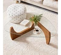 Générique Table Basse Pas Cher, Vintage Bois Tables De Salon Et Verre Triangle- Pieds en Noyer Chaleureux, 91×70×40cm, Basse Noyer Table D Appoint pour Salon