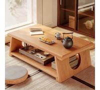 Générique Table Basse rectangulaire de Style Japonais en Bois d'hévéa Massif, Pliable et dotée d'un Double Espace de Rangement, idéale pour Gagner de la Place dans Un Salon (Cerisier, 70 cm).