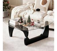 Générique Table Basse Salon Moderne en Verre Transparent avec Pieds Noirs - Forme Triangle Gain de Place pour Petit Salon, Design Épuré et Contemporain