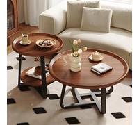 Générique Table Basse Salon Table Basse Ronde Bois Tables Basses Gigogne avec Espace de Stockage, Poste de Travail Salon, Chambre à Coucher onvient à La CéRéMonie du Thé(Nesting Tables D)