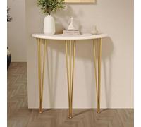 Générique Table Console d'appoint en Bois, Style Milieu du siècle, avec Plateau Semi-Circulaire, étroite, à Placer derrière Un canapé dans Un Salon ou Un Couloir (dorée, 100 x 25 x 90 cm)