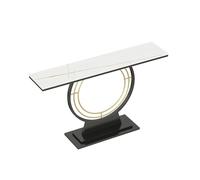 Générique Table Console d'entrée/de Couloir - Table Console étroite avec Plateau en Pierre, Coins arrondis, Structure en métal, (Blanc, 140 x 30 x 80 cm)