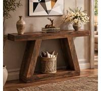 Générique Table Console Industrielle en Bois, Meuble d'entrée Stable et Robuste- Style Rustique et Moderne 140-30-80CM Montage Facile