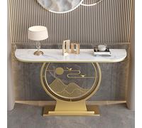 Générique Table Console Moderne 31,5 po, Table d'entrée avec étagères de Rangement, Table d'appoint étroite pour Salon et Couloir, Design élégant Or et Blanc (39,4 po)