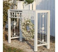 Générique Table Console Rectangulaire Extérieur avec Plateau Ajouré, Etagere Plantes Ferme en Fer, Table Rempotage, Tables d'appoint Toutes Saisons, Pieds Épais, for Jardin Porche Terrasse(White)