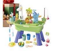 Générique Table d'activité Aquatique - Évier Jouet de Cuisine | Évier de Jeu 4 en 1 avec Pompe et Eau Courante,pour de 4-8 Ans Cadeau Anniversaire été extérieur