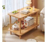 Générique Table D'Appoint a Deux Niveaux avec Etagere de Rangement, Table Basse de Chevet Multifonctionnelle for Salon, Chambre, Bureau et Petits Espaces