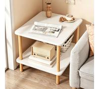 Générique Table D'Appoint a Deux Niveaux avec Etagere de Rangement, Table Basse de Chevet Multifonctionnelle for Salon, Chambre, Bureau et Petits Espaces
