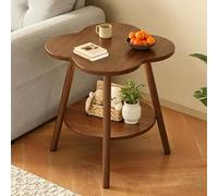 Générique Table D'Appoint a Deux Niveaux en Forme de Fleur, Style Campagnard Petite Table avec Etagere de Rangement, for Salon, Chambre et Petits Espaces