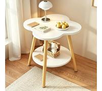 Générique Table D'Appoint a Deux Niveaux en Forme de Fleur, Style Campagnard Petite Table avec Etagere de Rangement, for Salon, Chambre et Petits Espaces