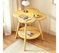 Générique Table D'Appoint a Deux Niveaux en Forme de Fleur, Style Campagnard Petite Table avec Etagere de Rangement, for Salon, Chambre et Petits Espaces