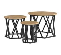 Générique Table d'appoint empilable 3 pcs chêne Artisanal 53 x 53 x 40 cm,Meubles, Tables, Tables Basses et Tables d'appoint, Tables Basses, Marron (Poids 12.15KG)