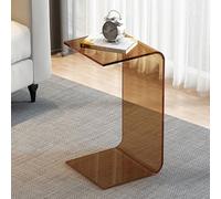 Générique Table d'appoint en Acrylique Bout de Canapé en Forme de C Petite Table Basse Transparente Table de Chevet Moderne pour Salon Salle de Bain Chambre Bureau (Brown, 30 x 30 x 65cm)
