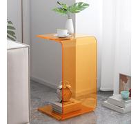Générique Table d'appoint en Acrylique Bout de Canapé en Forme de C Petite Table Basse Transparente Table de Chevet Moderne pour Salon Salle de Bain Chambre Bureau (Orange, 30 x 30 x 60cm)