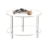 Générique Table d'appoint en Acrylique Table d'Accoudoir à Double Niveau | Table de Chevet Transparente 40 x 40 x 42 cm pour Chambre Salon Bureau Appartement Patio Jardin