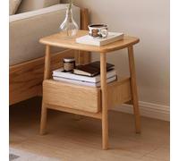 Générique Table D'Appoint en Chene avec Tiroir, Petite Table for Petits Espaces, avec Etagere Ouverte, Minimaliste for Chambre et Salon