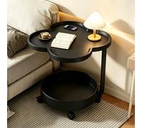 Générique Table D'Appoint en Forme de Fleur sur roulettes, Table Basse en Forme de C avec Rangement, for Petits Espaces, Salon et Chambre, Montage Facile