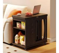 Générique Table D'Appoint Multifonctionnelle a roulettes, Table Basse a Manger Pliable avec roulettes Verrouillables, Meuble Gain de Place avec Tabouret Gigogne 4 en 1