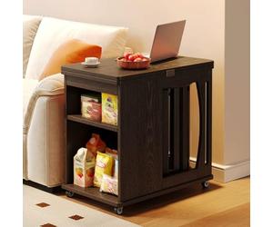 Générique Table D'Appoint Multifonctionnelle a roulettes, Table Basse a Manger Pliable avec roulettes Verrouillables, Meuble Gain de Place avec Tabouret Gigogne 4 en 1