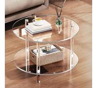 Générique Table D'appoint Ronde Transparente en Acrylique, Petite Table Basse Ronde Moderne, Tabl-e Centrale Double Couche, pour Étroits, Salons Et Chambres, 40 X 40 X 42 Cm