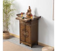 Générique Table d'autel de méditation en Bambou avec Rangement | Sanctuaire Personnel en Bois Massif, Niche de 80 cm avec Bouddha Chinois | Essentiels pour Un Espace de méditation spirituelle