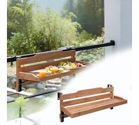 Générique Table de Balcon Table Suspendue Pliante/Terrasse Desk D'extérieur Pliable Réglable avec Étagère/Mobilier De Balcon en Bois Massif(L 150 CM)