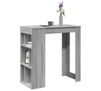 Générique Table De Bar avec étagères Sonoma Gris Bois D'ingénierie | 6 Compartiments De Rangement, Surface Lisse, Facile à Nettoyer, Fixation Murale Incluse
