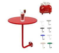 Générique Table de Bar Ronde à Fixation Murale pour Bar, Bistro, Pub, Cocktail, Bureau Flottant Salle à Manger, D40cm Table Basse en L, Tables de Comptoir Petit-Déjeuner Extérieur(Red)