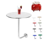 Générique Table de Bar Ronde à Fixation Murale pour Bar, Bistro, Pub, Cocktail, Bureau Flottant Salle à Manger, D40cm Table Basse en L, Tables de Comptoir Petit-Déjeuner Extérieur(Silver)