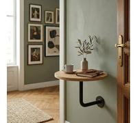 Générique Table De Bar Ronde, Bois Table Murale Ronde, Table Basse Ronde Murale compacte, Bureau Flottant, 30-50cm Petite Table D'appoint pour intérieur, Café, Capacité de Charge 15kg