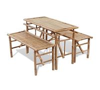Générique Table de Brasserie avec 2 bancs 100 cm Bambou,Mobilier de Jardin,Salons de jardin-41502