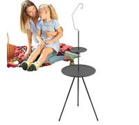 Générique Table De Camping Pliante - Tables Rondes Pliantes pour Camping,Accessoire Léger avec Support Triangulaire pour Randonnée Pique-Nique Plage Et Extérieur