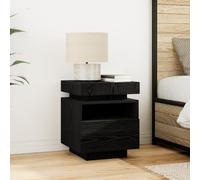 Générique Table de Chevet avec lumières LED Chêne Noir 40x39x48,5 cm,Tables de Chevet,14.96KG-862186