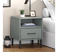 Générique Table de Chevet avec Pieds en métal Gris Bois pin Massif Oslo,Meubles,Tables,Tables de Chevet,Gris,7.8KG,350971
