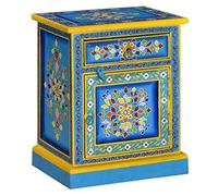 Générique Table de Chevet Peinte à la Main en Bois de manguier Turquoise avec tiroir et Meuble, Style rétro, poignées distinctives et verrou, déjà assemblée